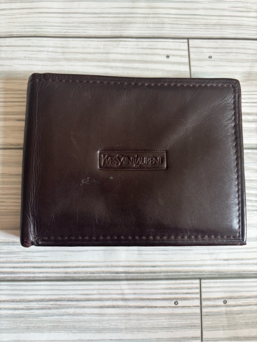 Men’s Yves Saint Laurent Dark Brown Vintage Leather Bifold Wallet